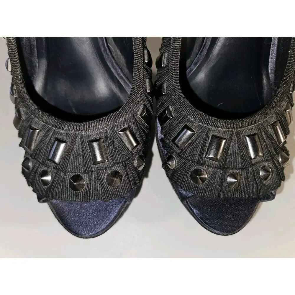 Tory Burch Erinn Satin Platform Studded Heels Blue Size 6M